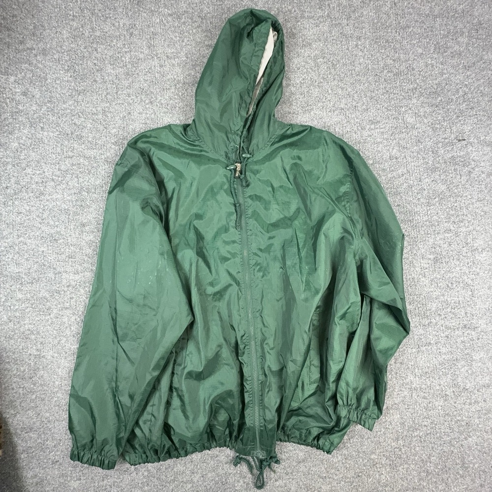 GTM Sportswear Jacket Mens 3XL Green Hooded Full Zip Lightweight Windbreaker